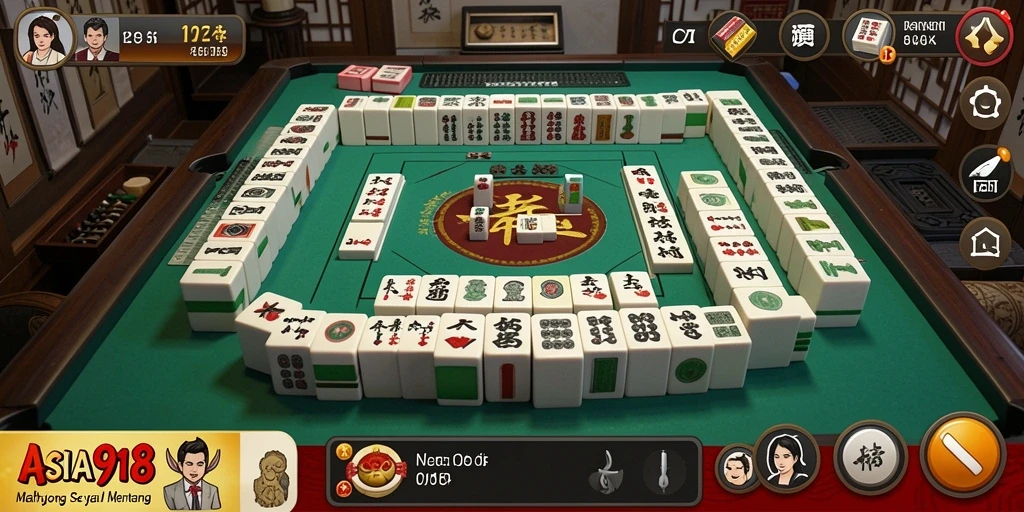 Tampilan gameplay ASIA918 dengan papan Mahjong yang menarik.