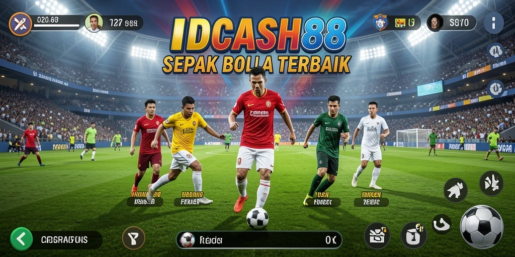 Tampilan gameplay menarik dari IDCASH88 dengan aksi sepak bola realistis.