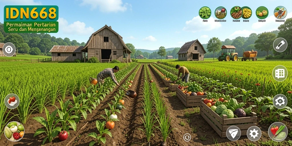 Gameplay seru di IDN668 dengan pertanian yang kaya warna.