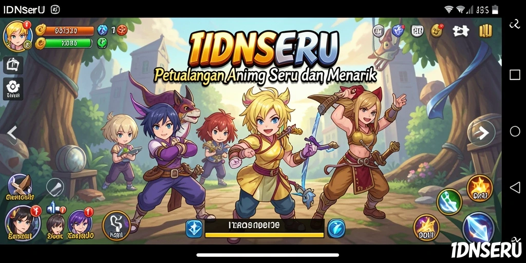 Screenshot permainan IDNSERU menampilkan aksi seru karakter anime.