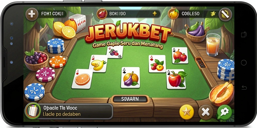 Tampilan screenshot utama JERUKBET menampilkan permainan Gaple yang seru.