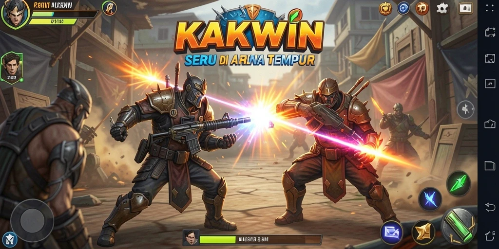 Tampilan gameplay yang menegangkan di KAKWIN dengan karakter bertarung.