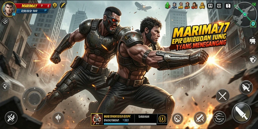 Screenshot gameplay MARIMA77 menampilkan pertarungan yang intens dan seru.