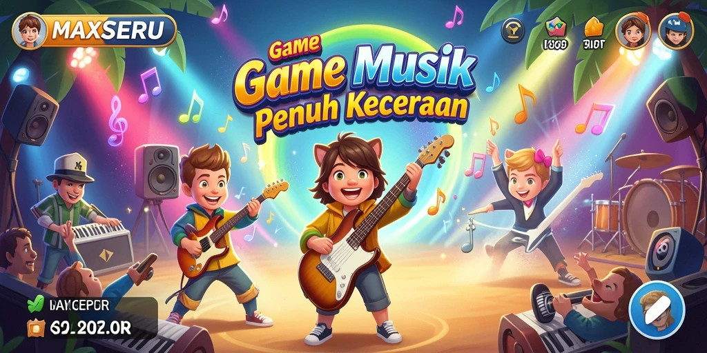 Tampilan gameplay MAXSERU yang seru dan interaktif.