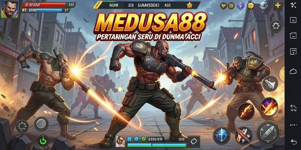 Tampilan aksi mendebarkan dalam gameplay MEDUSA88.