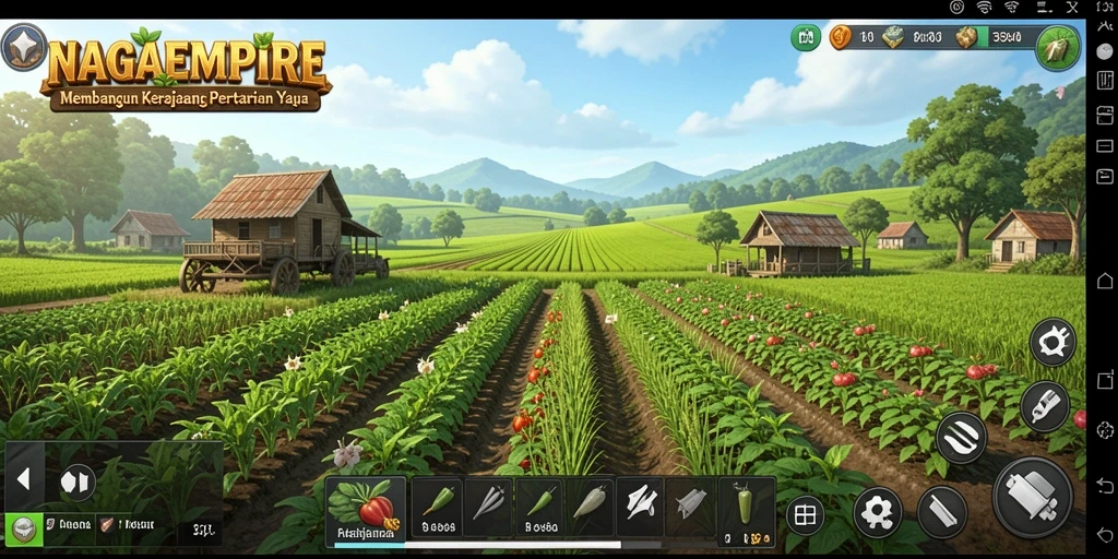 Gameplay NAGAEMPIRE yang seru dan menarik dalam bertani.