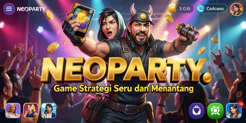 Gameplay NEOPARTY menunjukkan pertempuran strategi yang epik dan karakter unik.