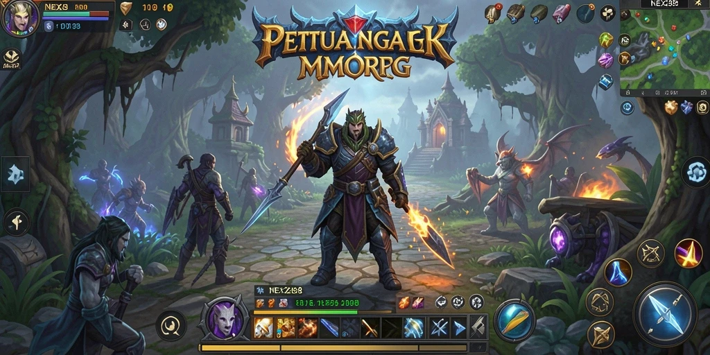 Screenshot NEX288 menampilkan aksi pertarungan seru dalam permainan MMORPG.