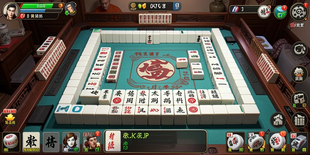 Tangkapan layar utama RAKYATJP menampilkan gameplay Mahjong yang menarik.
