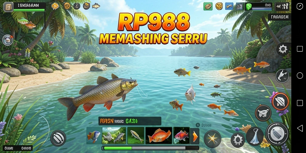 Tampilan gameplay RP888 yang menggembirakan saat memancing.
