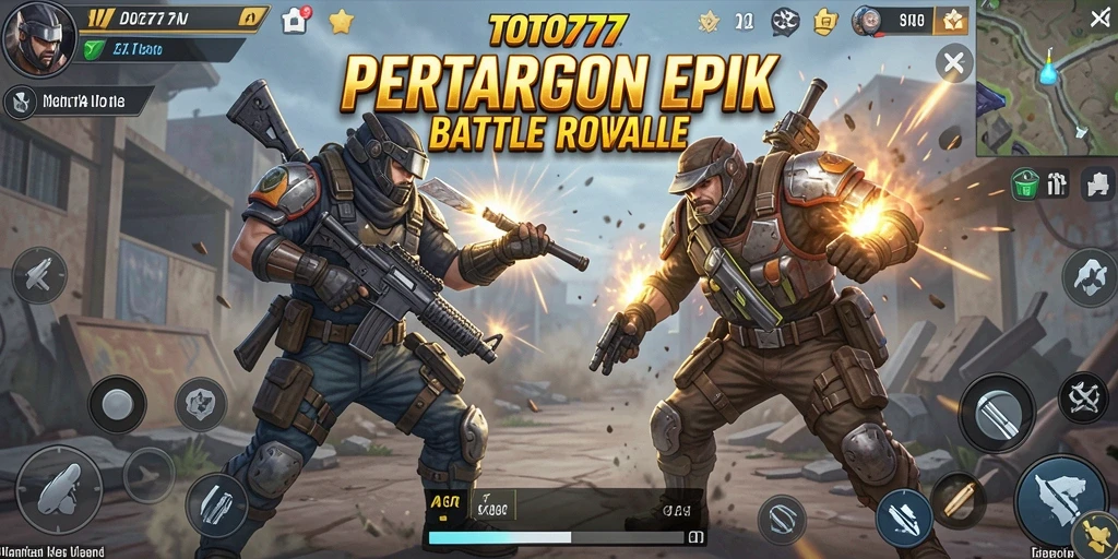 Tangkapan layar gameplay TOTO777 yang menunjukkan aksi Battle Royale yang mendebarkan.
